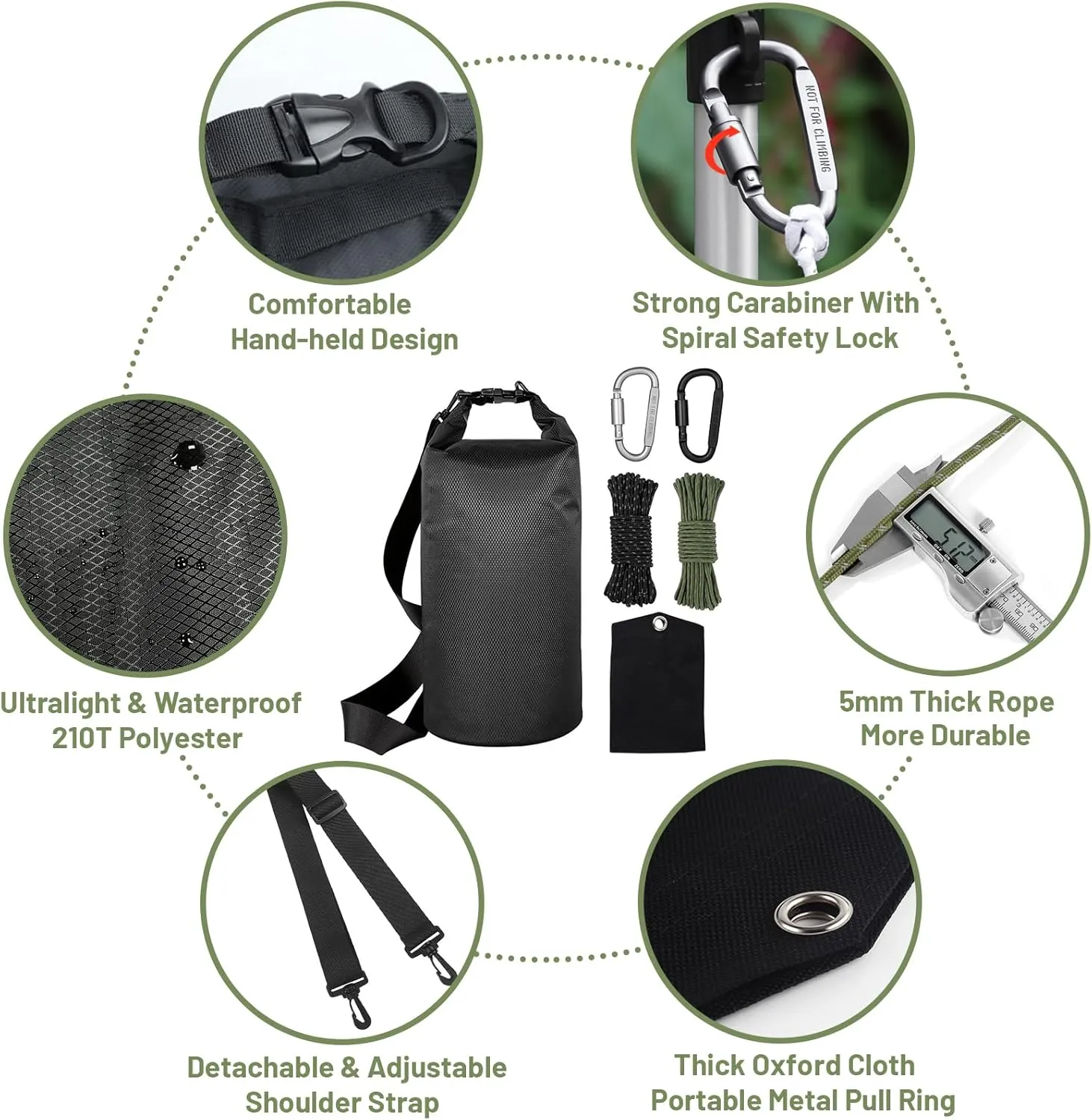Bear Food Bag Hanging System, Ultralight Camping Bear Bag Kit Include 10L Waterproof Bear Bag, Pulley System with Survival Utility Ropes, Clips, Rock Pouch and Instructions