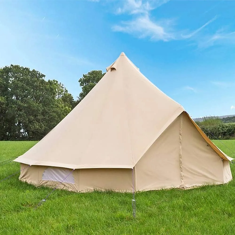Bell Tent Indian Tent Diameter 3M/4M/5M/6M Cotton Canvas Large Family Tents 4 Season Outdoors Yurt Bell Tent Glamping for Camping (4m/13.1ft 600X600X350CM)