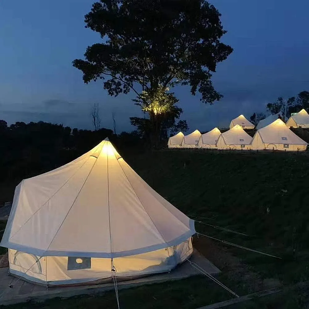 Bell Tent Indian Tent Diameter 3M/4M/5M/6M Cotton Canvas Large Family Tents 4 Season Outdoors Yurt Bell Tent Glamping for Camping (4m/13.1ft 600X600X350CM)