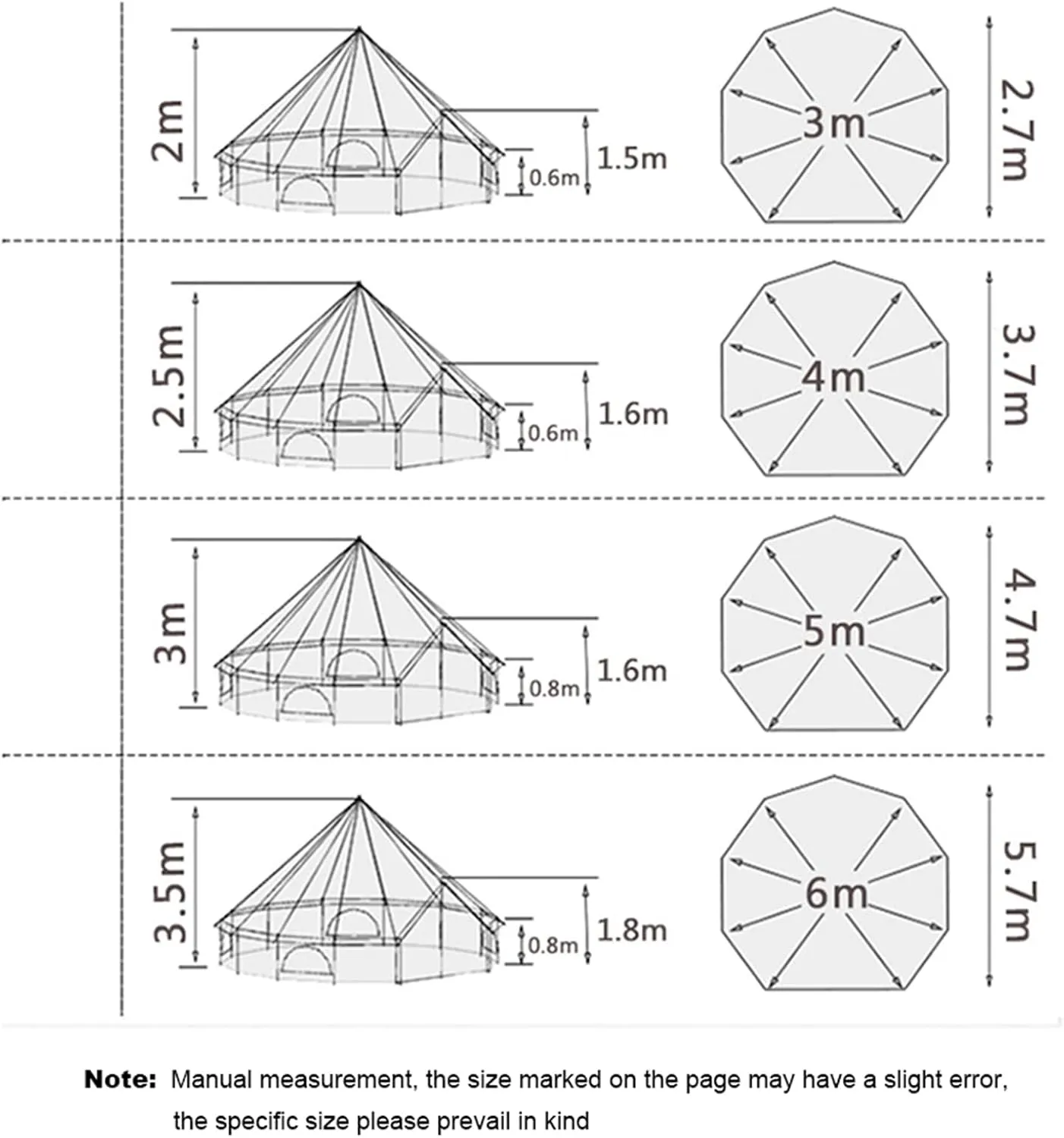 Bell Tent Indian Tent Diameter 3M/4M/5M/6M Cotton Canvas Large Family Tents 4 Season Outdoors Yurt Bell Tent Glamping for Camping (4m/13.1ft 600X600X350CM)