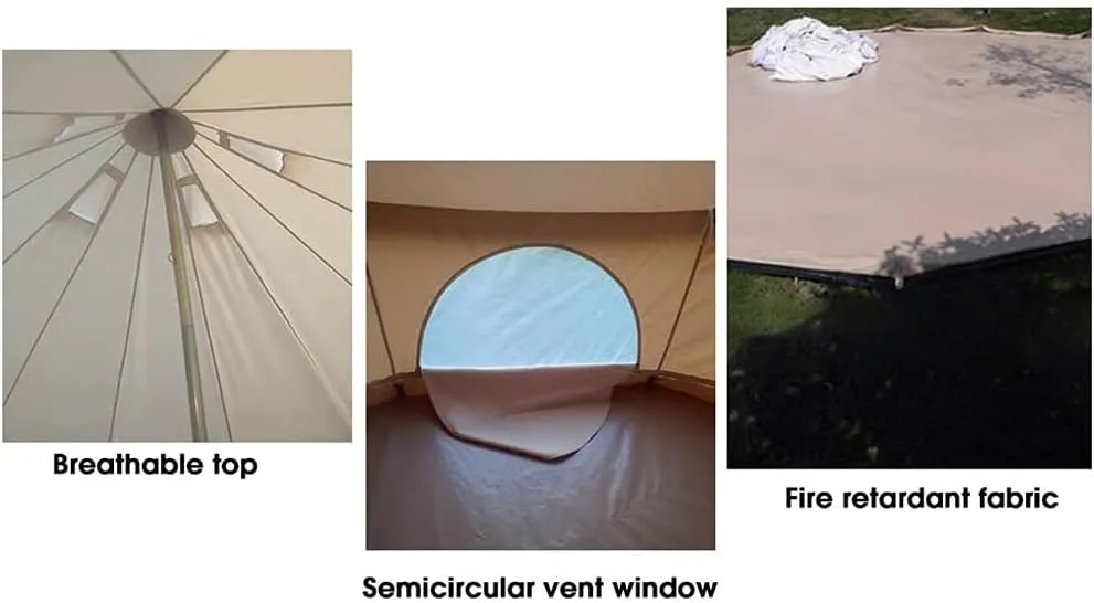 Bell Tent Indian Tent Diameter 3M/4M/5M/6M Cotton Canvas Large Family Tents 4 Season Outdoors Yurt Bell Tent Glamping for Camping (4m/13.1ft 600X600X350CM)