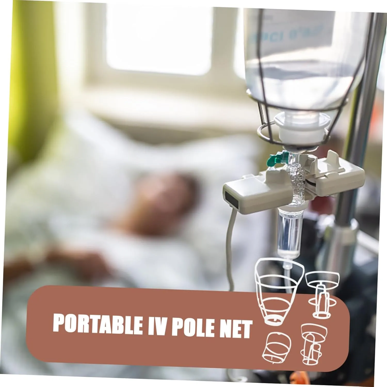 BESTYASH 5sets 20pcs Reusable Plastic Nets for Drip Stand Accessory Saline Bottle Storage Covers for Portable Bottle Net Cages for Hospital Use 20pcs*5