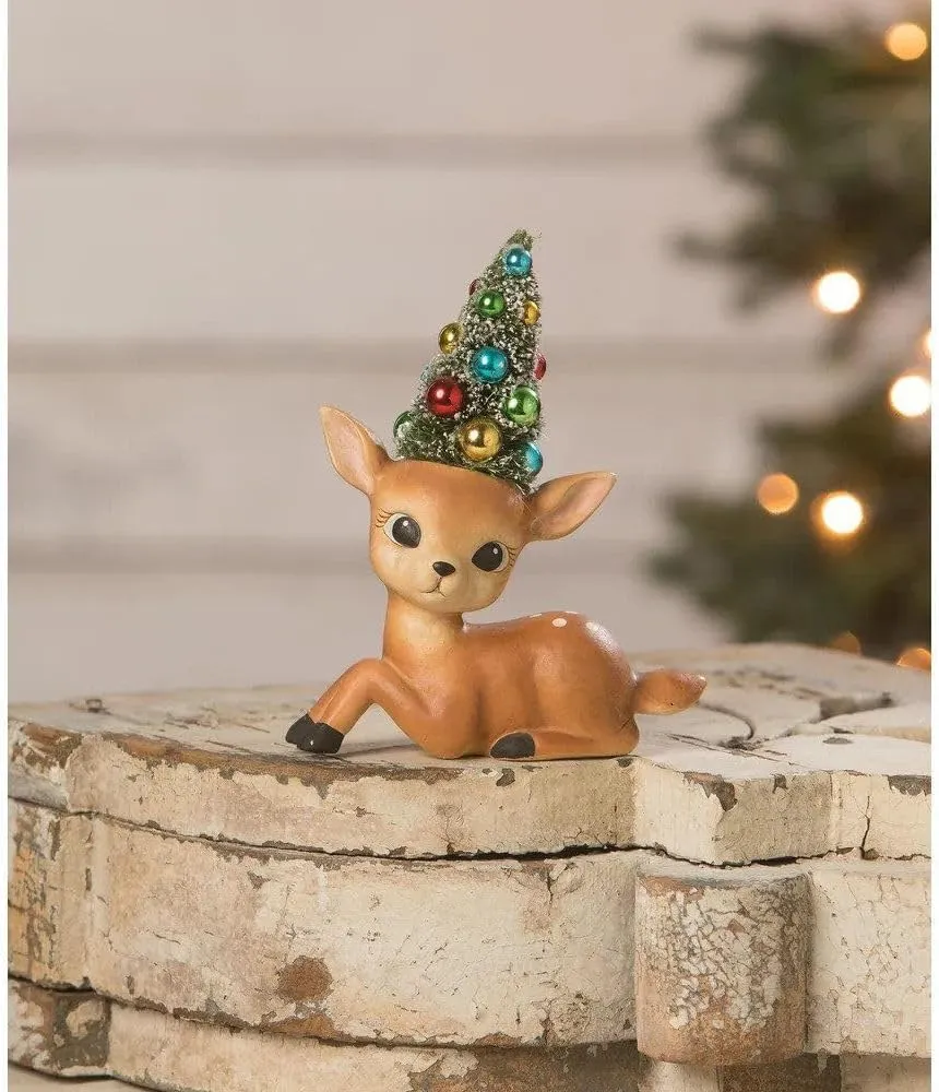 Bethany Lowe Merry & Bright Resting Reindeer Figurine