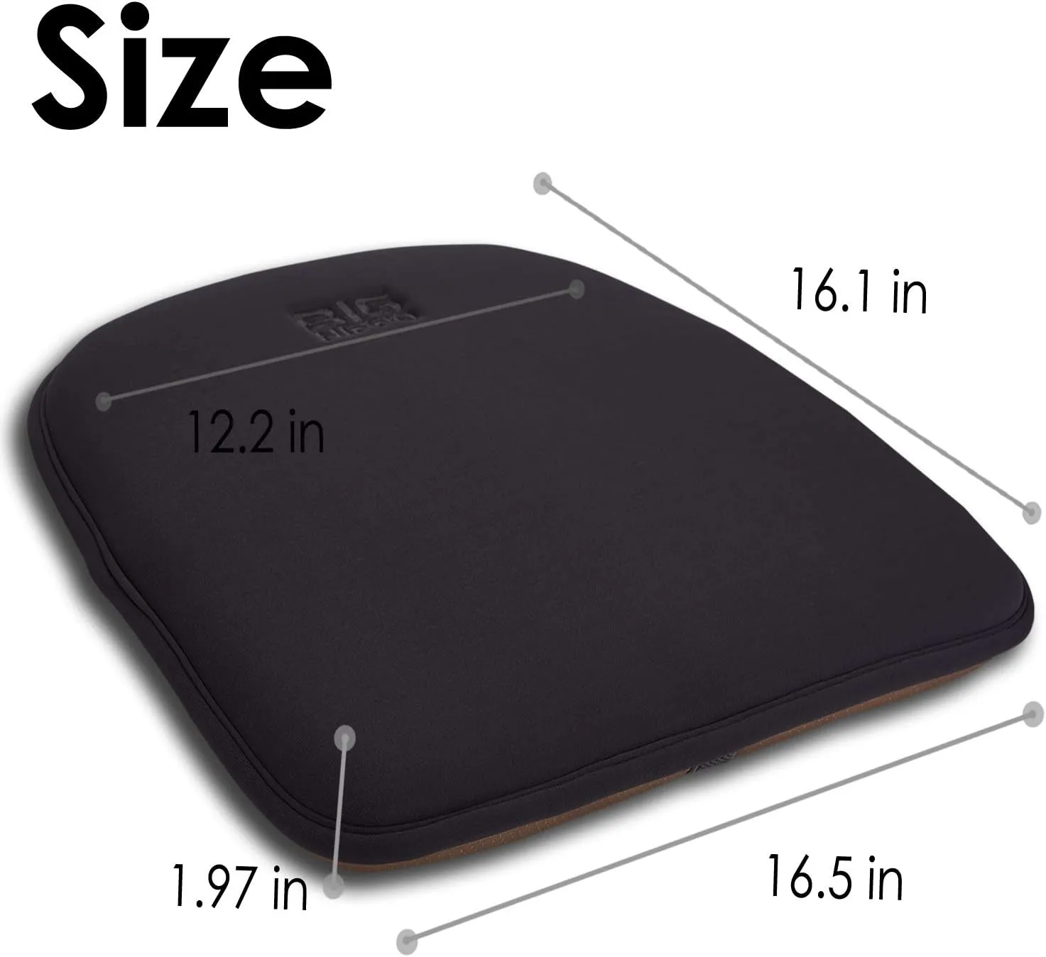Big Hippo Chair Pads, Memory Foam Chair Seat Cushion Non Slip Rubber Back Thicken Chair Padding with Elastic Bands for Home Office Outdoor Seats (Black-1pc)