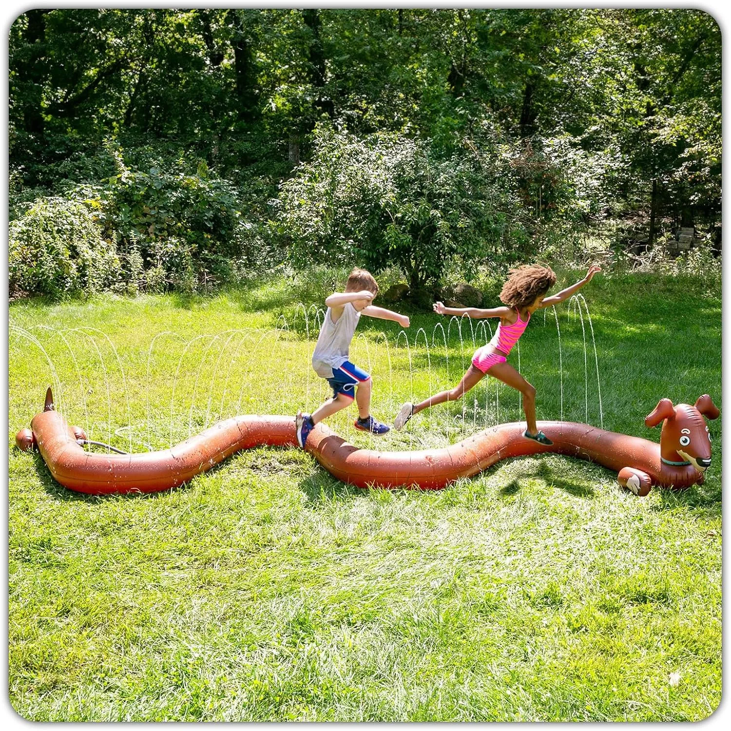 BigMouth Inc. Long Dog Inflatable Sprinkler, Fun Summer Backyard Water Games & Splash Toy for Kids, 13 Feet Long