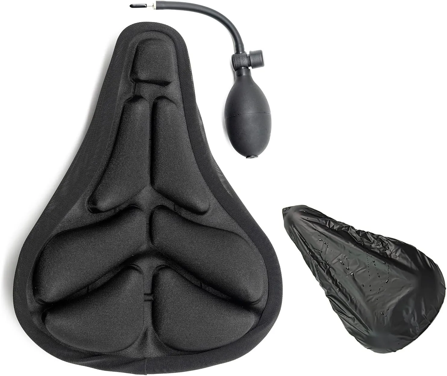 Bike Cushion Seat Cover,3D Air Shock Absorbing Bicycle Air Cushion Bike Seat Cover, Bike Seat Cushion Inflatable Comfortable Replacement Aircush Bike Seat Cover, with Rain Cover