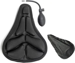 Bike Cushion Seat Cover,3D Air Shock Absorbing Bicycle Air Cushion Bike Seat Cover, Bike Seat Cushion Inflatable Comfortable Replacement Aircush Bike Seat Cover, with Rain Cover