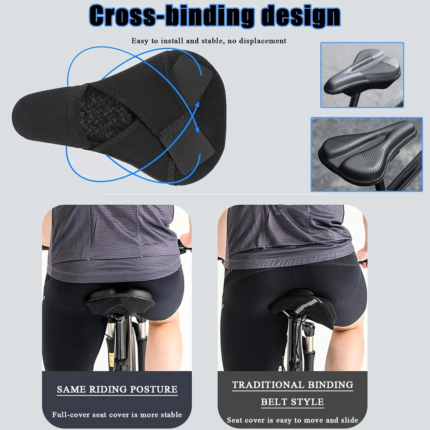 Bike Seat Cushion for Diamondback Bicycles Overdrive Pro 29 Bicycles Podium 3, Memory Foam & Gel Padded Cover Bicycle Seat for Men Women Shock-Absorbing Comfort Bike Seat Pad,A