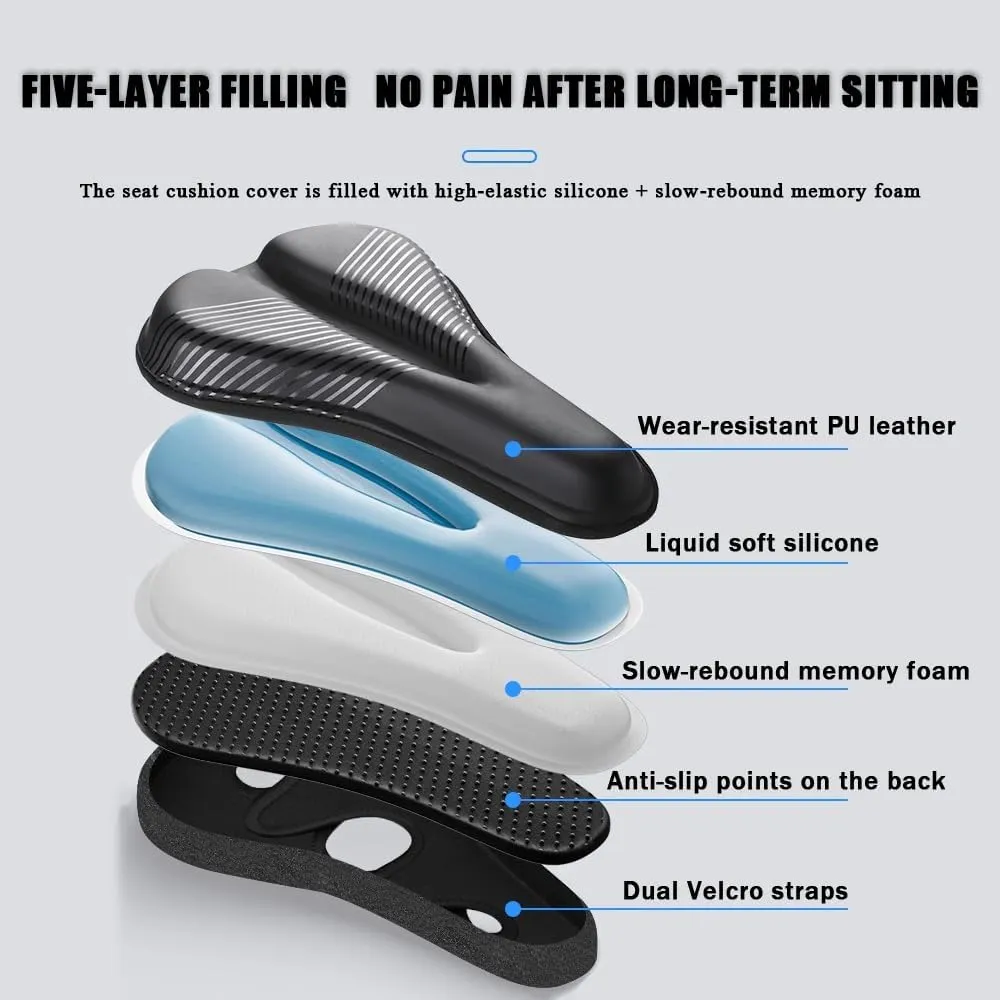 Bike Seat Cushion for Diamondback Bicycles Overdrive Pro 29 Bicycles Podium 3, Memory Foam & Gel Padded Cover Bicycle Seat for Men Women Shock-Absorbing Comfort Bike Seat Pad,A