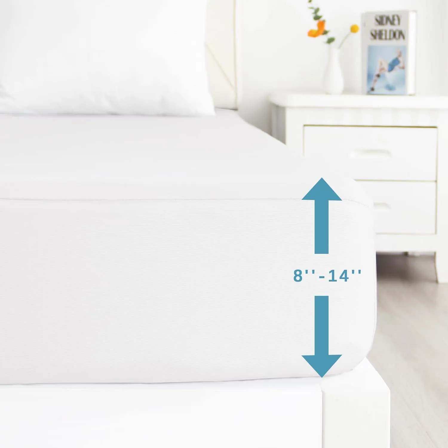 Biloban Twin Fitted Sheet 2 Pack, Twin Bedding Fitted Sheets Only with Deep Pocket up to 14", Bottom Sheet, Shrinkage & Stain Resistant Fitted Bed Sheets, Wrinkle Free & Easy Care, White