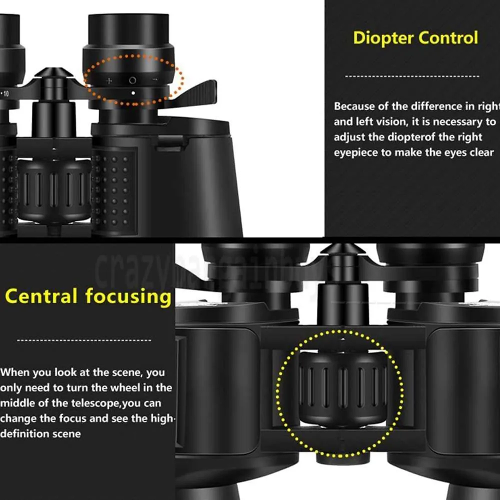 Binoculars Day Low Night Optics Military Zoom Powerful Hunting 180x100