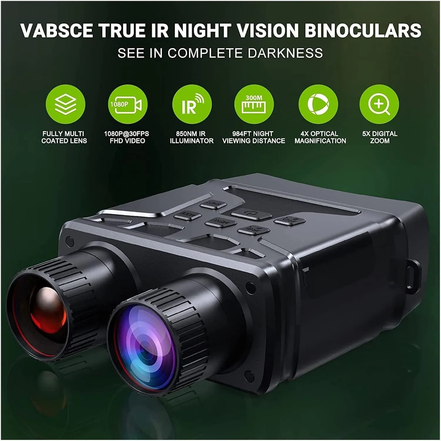Binoculars Night Vision Device 850nm Infrared 1080P HD 5X Digital Hunting Telescope Outdoor Day Dual Use 300m