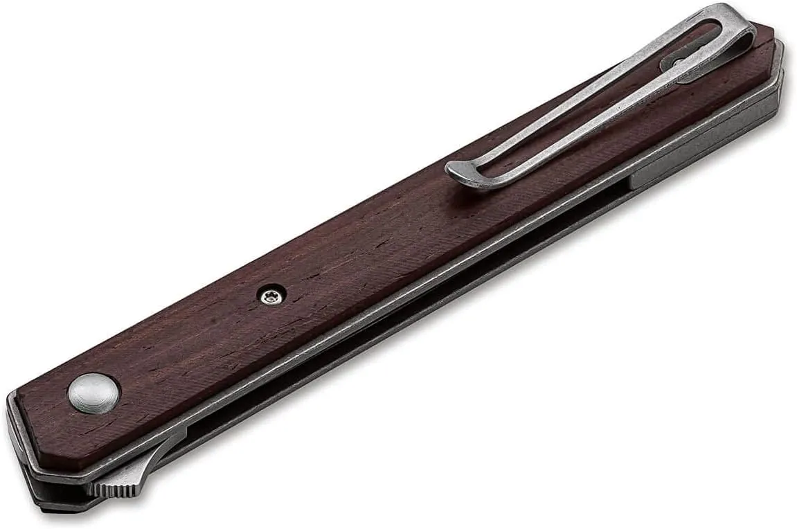BÖKER PLUS Kwaiken Air - Minimalist and Ultra Light Weight EDC Pocket Knife, G10, Titanium, Cocobolo Handles, Designed by Lucas Burnley (Cocobolo)