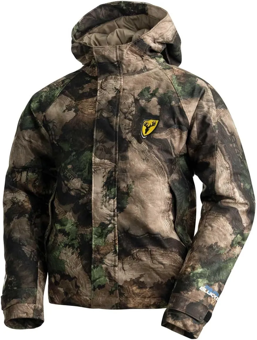 Blocker Outdoors Drencher Youth Insulated Late Season Breathable Waterproof Hooded Full Zip Rain Camo Hunting Jacket