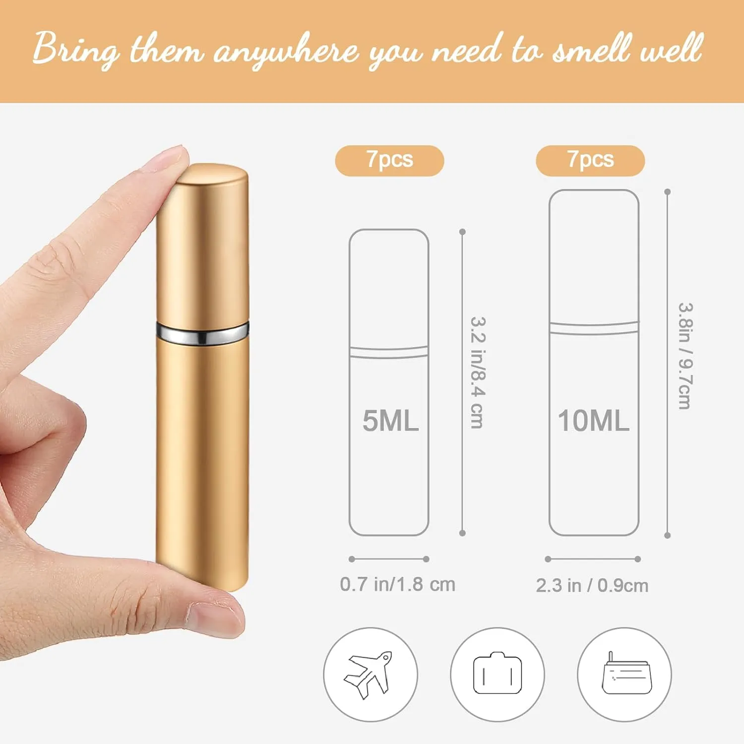 Boao 14 Pcs 5ml 10 ml Travel Perfume Atomizer Mini Refillable Spray Perfume Bottle Portable with 10 Pcs Refill Pump Dispenser Pump Transfer Tool for Outgoing Traveling(Multicolor)