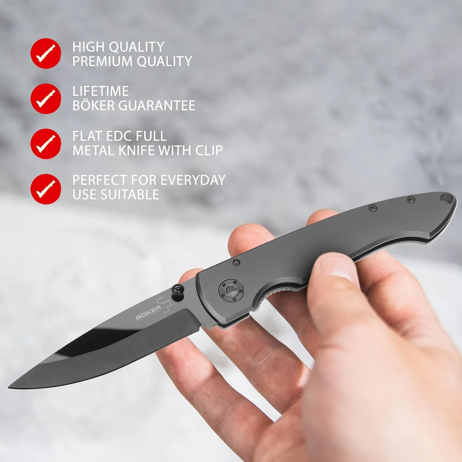 Boker Plus Anti-MC Folding Knife with 3-1/4 in. Straight Edge Blade
