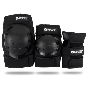 Bont Skates Kids Black Protective Pads Set with Knee, Elbow and Wrist Guards for Inline, Roller Skate (Black, M)