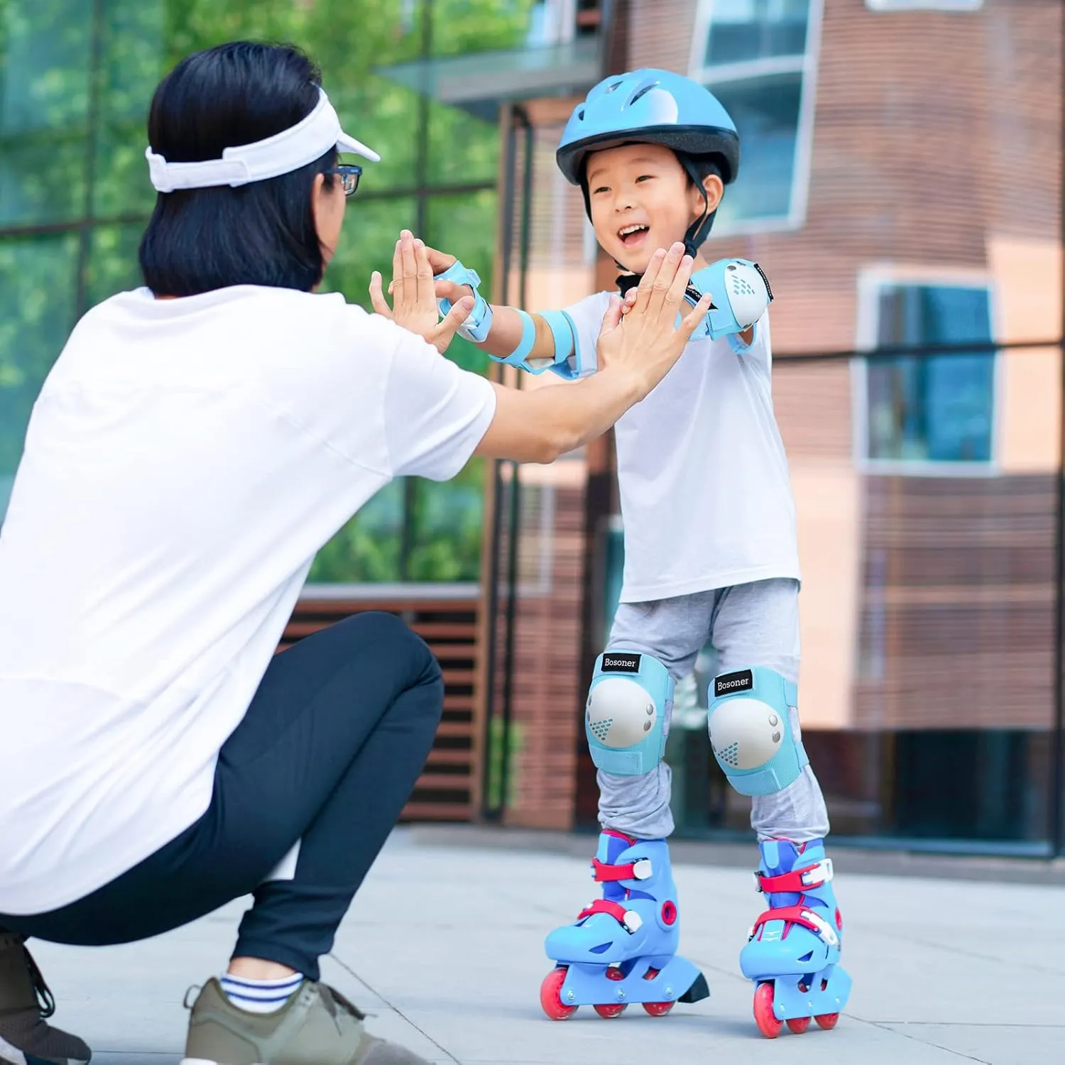 BOSONER Kids/Youth Knee Pad Elbow Pads for Roller Skates Cycling BMX Bike Skateboard Inline Rollerblading, Skating Skatings Scooter Riding Sports