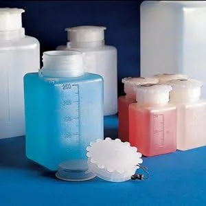 Bottle with Screwcap, Wide Mouth, Square, Graduated, LDPE (Cap: PP), 1000mL