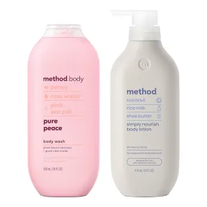 Bundle of Method Pure Peace Body Wash, 18 oz (Pack of 1)   Method Simply Nourish Body Lotion, 14 oz (Pack of 1)
