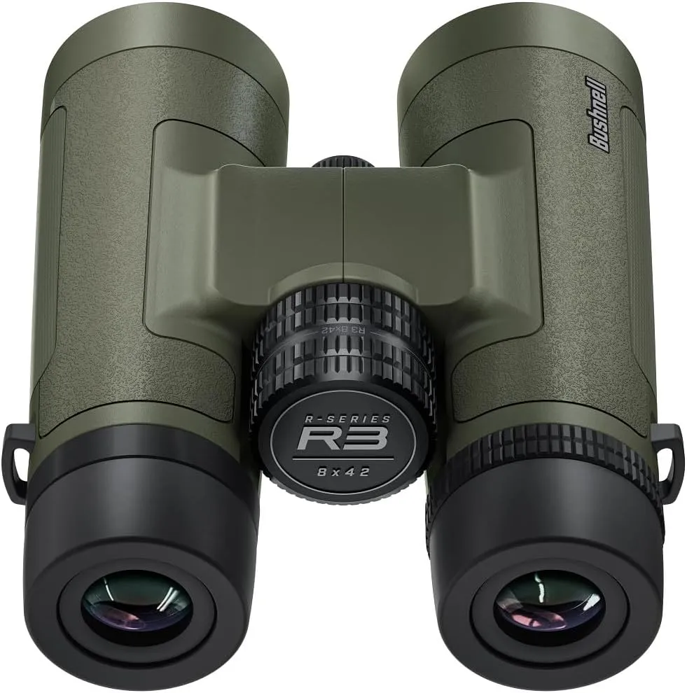 Bushnell R3 Binoculars with Vault Lite Bino Chest Harness, HD Optical System, Fully Multi-Coated Lenses, EXO Barrier, IPX7 Waterproof - Binoculars for Bird Watching and Wildlife Observation