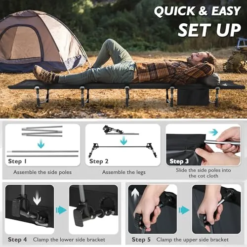 Camping Cot,Ultralight Folding Camping Cot Bed for Adults Camping