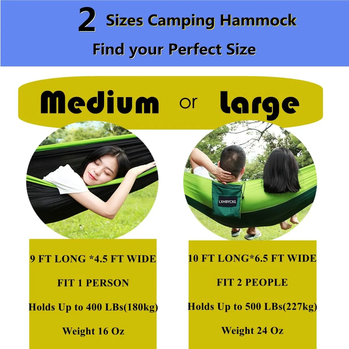 Camping Hammock Double & Single Portable Hammocks Ultralight Nylon Parachute Hammocks with 2 Tree Straps for Backpacking, Travel, Beach, Backyard, Camping, Hiking (Large, Camouflage)