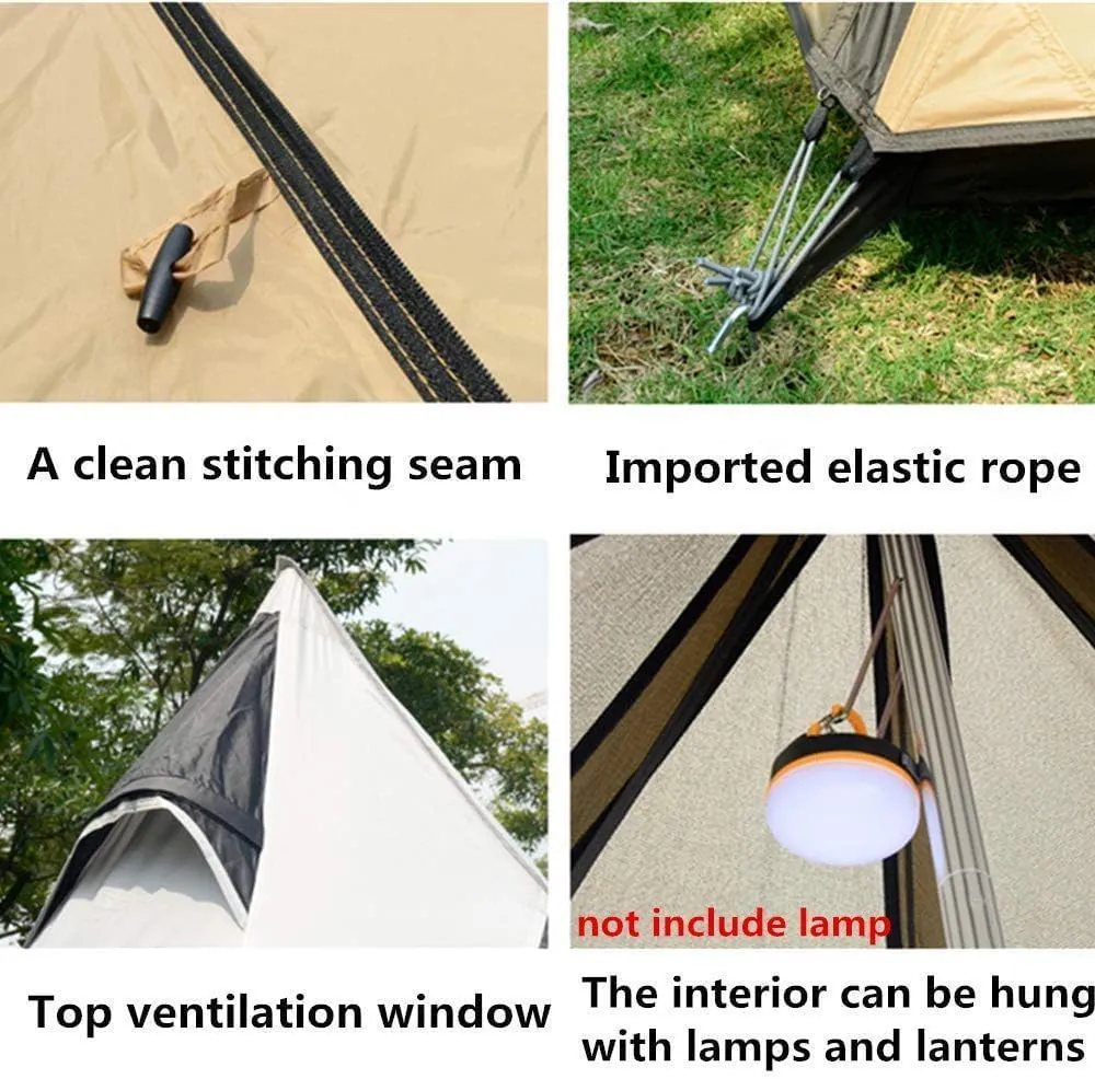 Camping Pyramid Tipi Tent Adult Indian Teepee Tent Yurt Tent Double Layers Tents for Outdoor Camping Hiking Hunting 2 Person, 260x210x200cm, Black