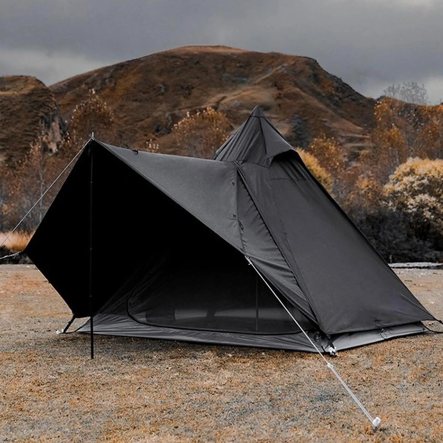 Camping Pyramid Tipi Tent Adult Indian Teepee Tent Yurt Tent Double Layers Tents for Outdoor Camping Hiking Hunting 2 Person