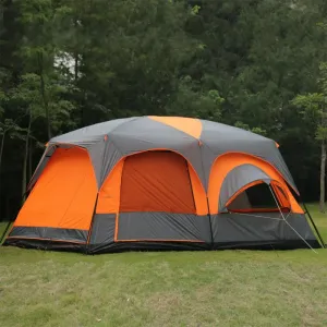 Camping tent with double layer waterproof with super-large sizes of 460 x 305 x 215 cm for up to 8 people in one hall and two bedrooms