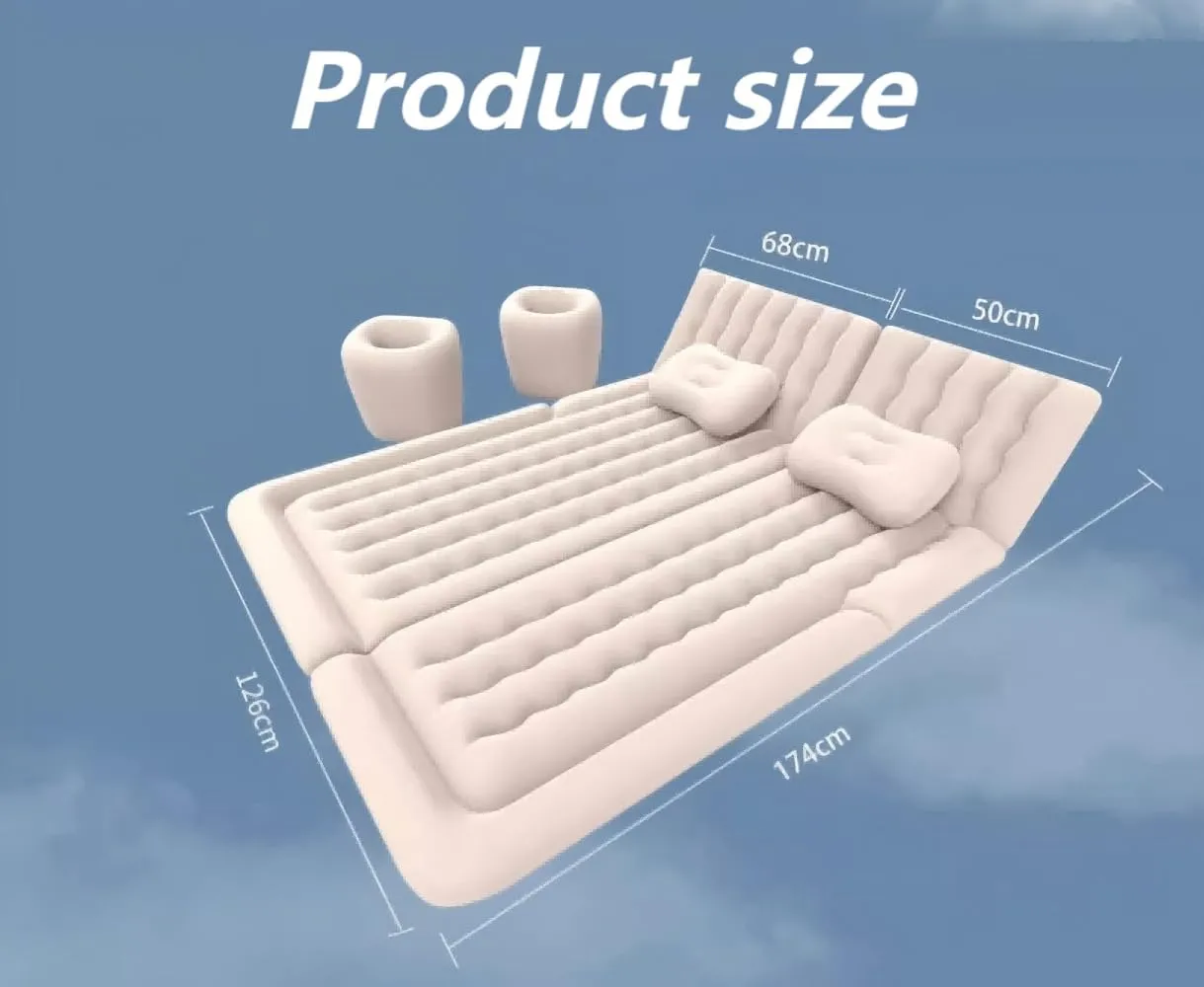 Car Air Mattress for Honda e:Ny1 2022 2023 2024,Flocking & PVC Thickened Double-Sided Portable Foldable Sleeping Pad Back Seat Trunk Inflatable Electric Pump Pillows,C