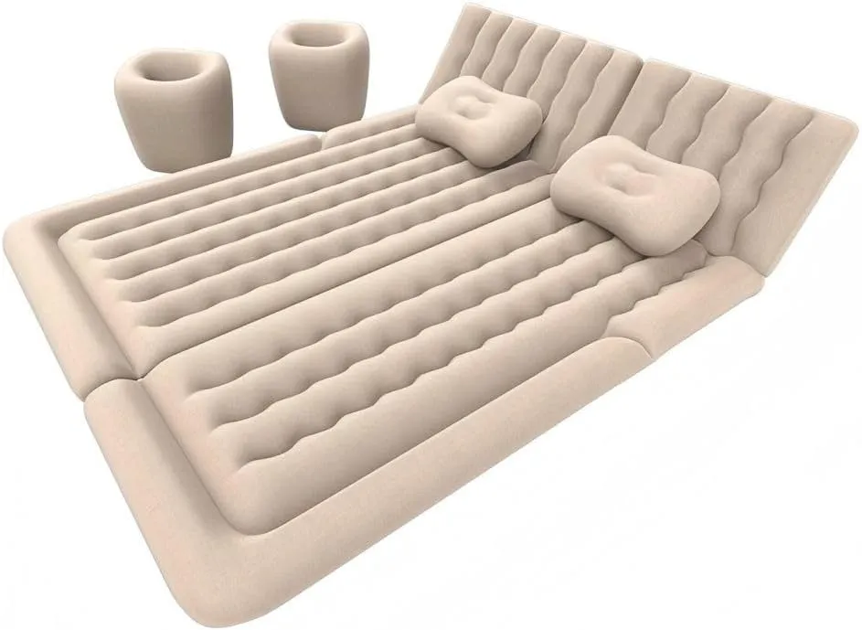 Car Air Mattress for Honda e:Ny1 2022 2023 2024,Flocking & PVC Thickened Double-Sided Portable Foldable Sleeping Pad Back Seat Trunk Inflatable Electric Pump Pillows,C