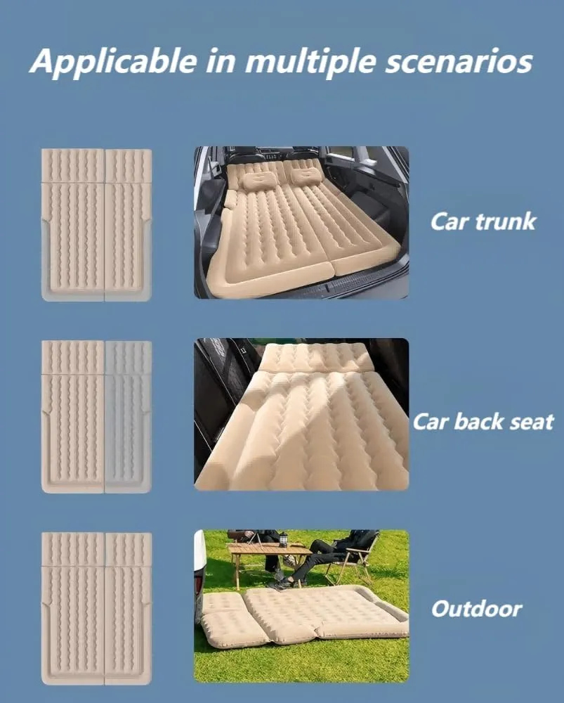 Car Air Mattress for Honda e:Ny1 2022 2023 2024,Flocking & PVC Thickened Double-Sided Portable Foldable Sleeping Pad Back Seat Trunk Inflatable Electric Pump Pillows,C