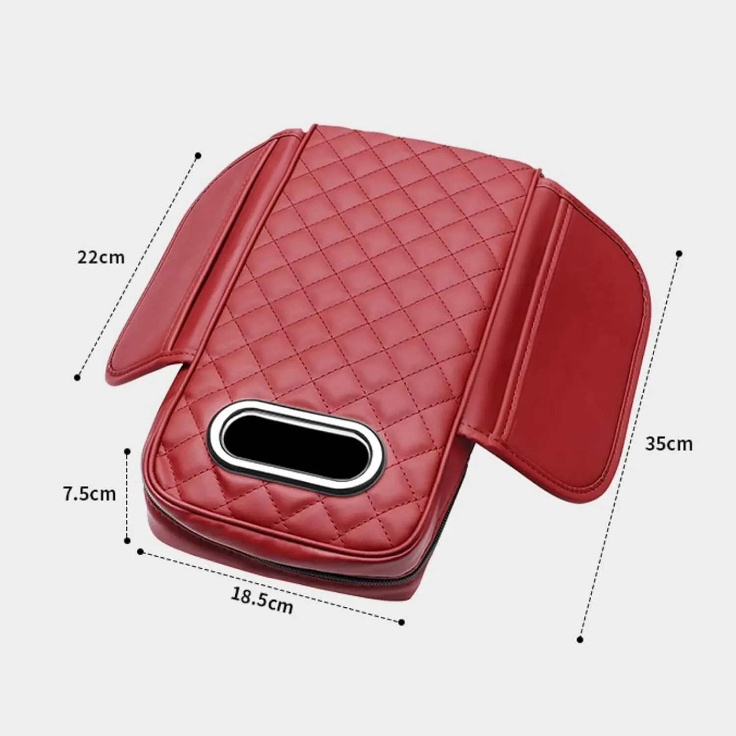 Car Center Console Cover for Renault Scenic/Grand Scénic/Xmod IV III II I J9 R9 JZ JM JA, Leather Car Armrest Cover with Tissue Box, Center Console Armrest Cushion,F Red