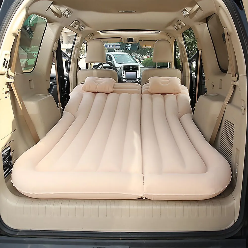 Car Inflatable Mattress for Kia EV6 2022 2023 2024 2025 Rear Trunk Air Cushion Camping Travel Folding Self Inflating Sleeping Pad Back Seat Air Mattresses,Beige