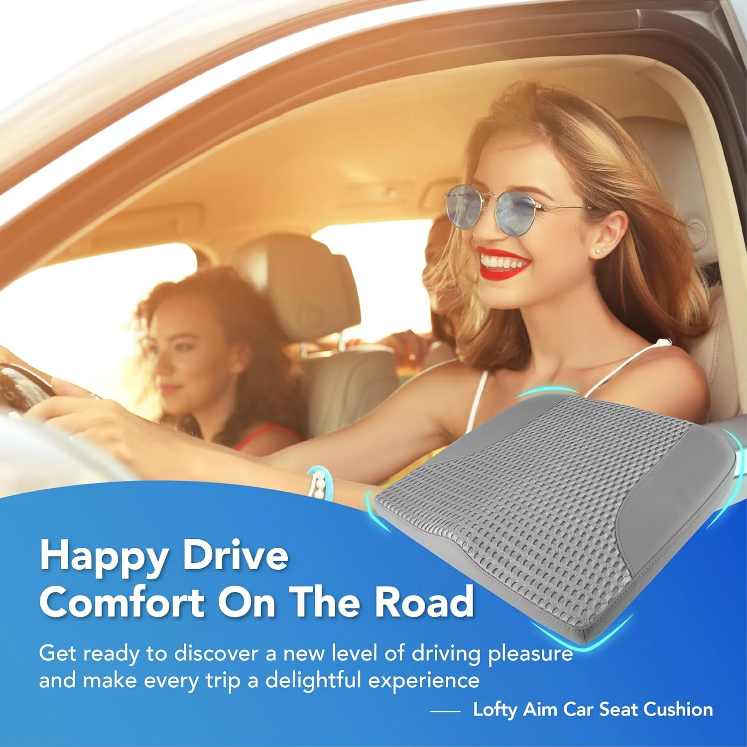 Car Seat Cushion: Comfortable Memory Foam Car Seat Cushion for Driving - for Sciatica-Tailobone Pain Relief - Seat Cushion for Car-Truck, Office, Wheelchair - Dark Grey