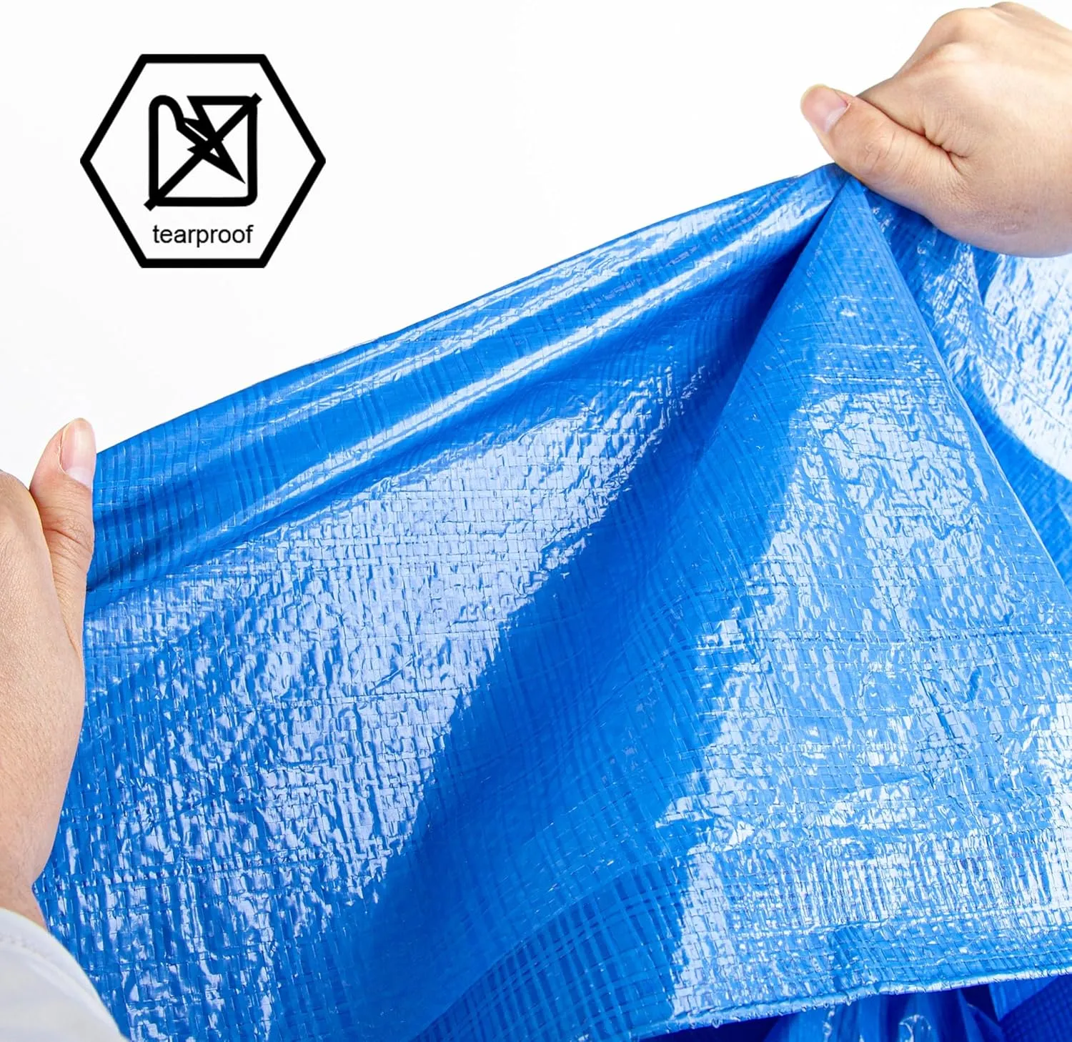 CARTMAN Finished Size 10x20 Feet Blue Poly Tarp 5 Mil Thick, Multipurpose Protective Cover for Camping, Tent, Boat, RV, Car
