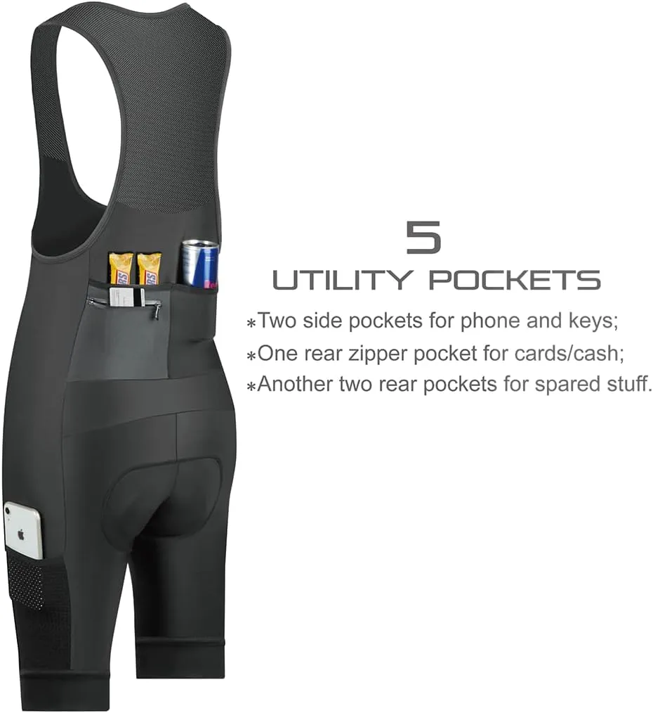 CEROTIPOLAR Cycling Bibs Men, Long Riding Pad Bicycle Biking Bib Shorts UPF50 