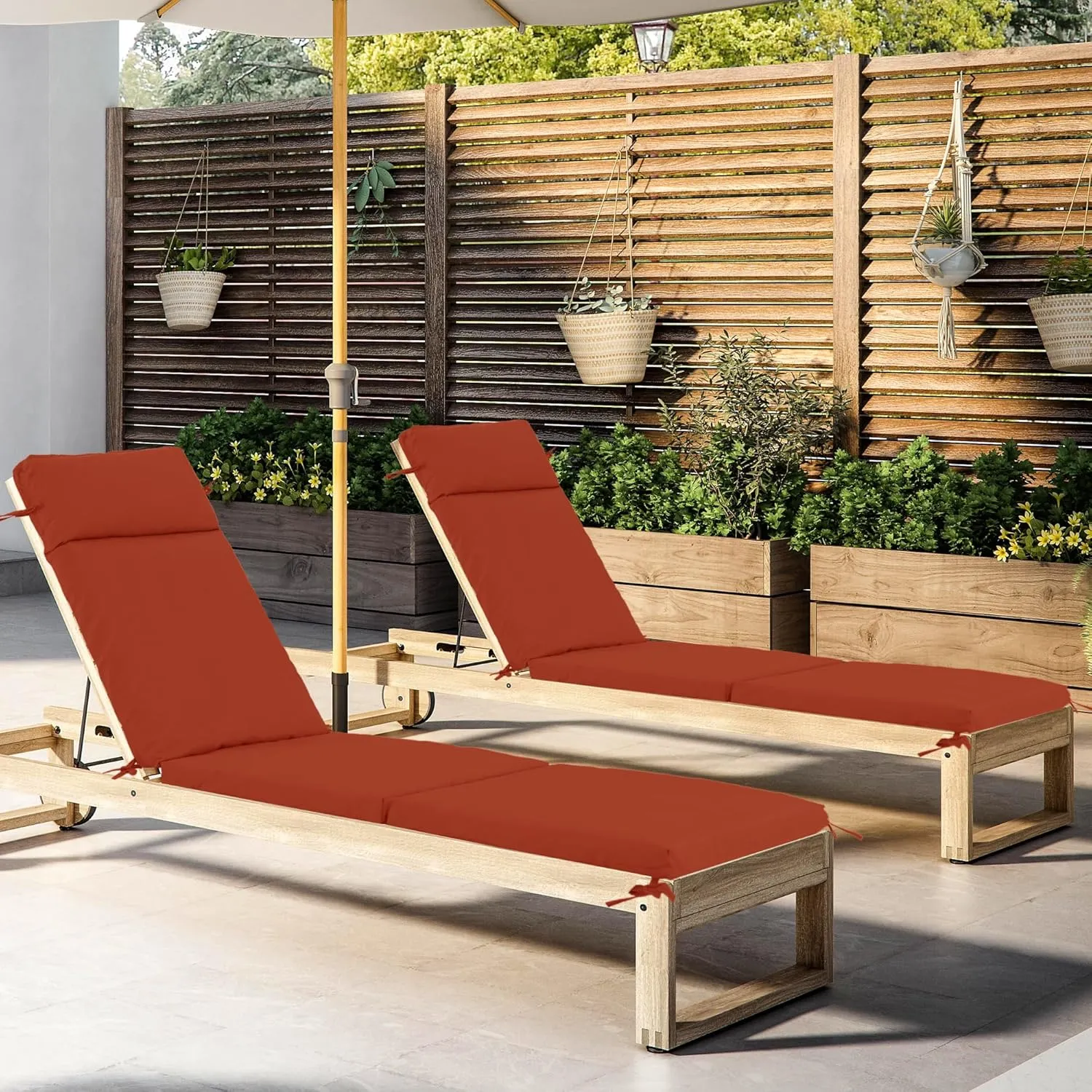 Chaise Lounge Cushion 72x21x3 Inch ?Set of 2 Outdoor Lounge Chair Cushions, Lounger Pad Replacement with Fade-Resistant, Removable & Machine-Washable Covers, Ideal for Patio Chaise Chairs, Rust