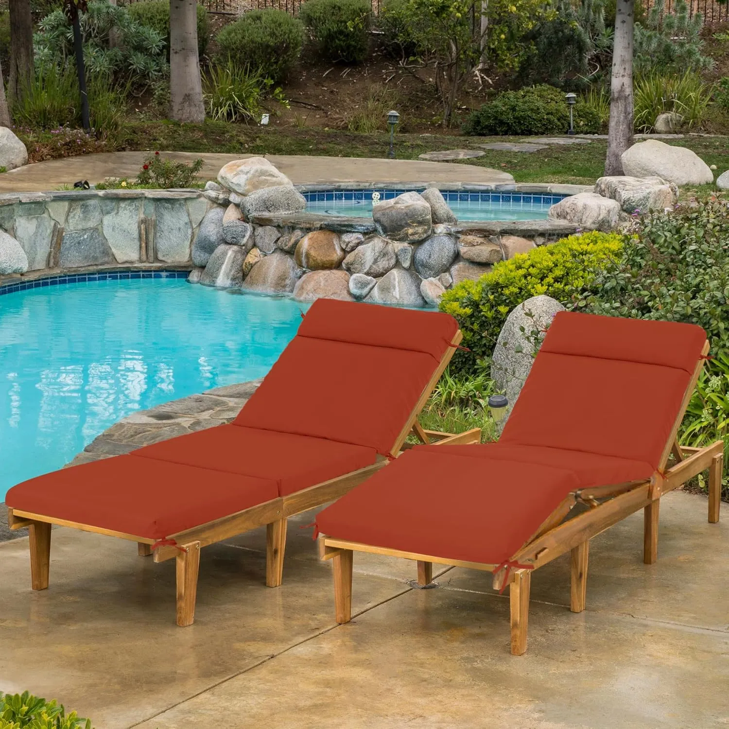 Chaise Lounge Cushion 72x21x3 Inch ?Set of 2 Outdoor Lounge Chair Cushions, Lounger Pad Replacement with Fade-Resistant, Removable & Machine-Washable Covers, Ideal for Patio Chaise Chairs, Rust
