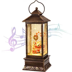 Christmas Decor Snow Globe Lantern,Glittering Crystal Operated Inside The Water with Music,Used for Garden Decoration, House Decoration, (Santa Claus)