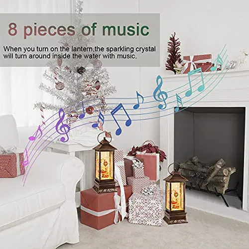 Christmas Decor Snow Globe Lantern,Glittering Crystal Operated Inside The Water with Music,Used for Garden Decoration, House Decoration, (Santa Claus)