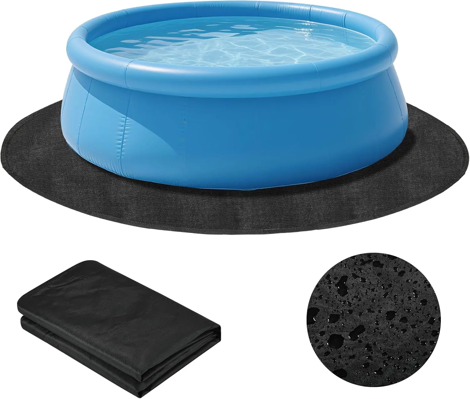 CIEOVO 8 FT Round Pool Liner Pad for Above Ground Swimming Pools - Protects Pool Liner Outdoor Pool Mat for Pool Bottom Liner Protector to Prevent Punctures Extend Liner Life