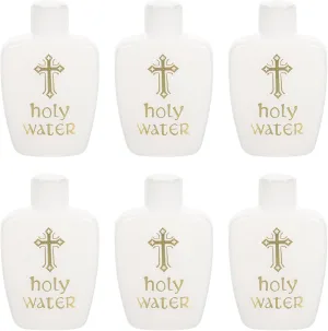 Ciieeo 6Pcs Holy Water Bottles Holy Water Container Plastic Holy Water Empty Containers with Gold Cross for Portable Catholic (60ML)