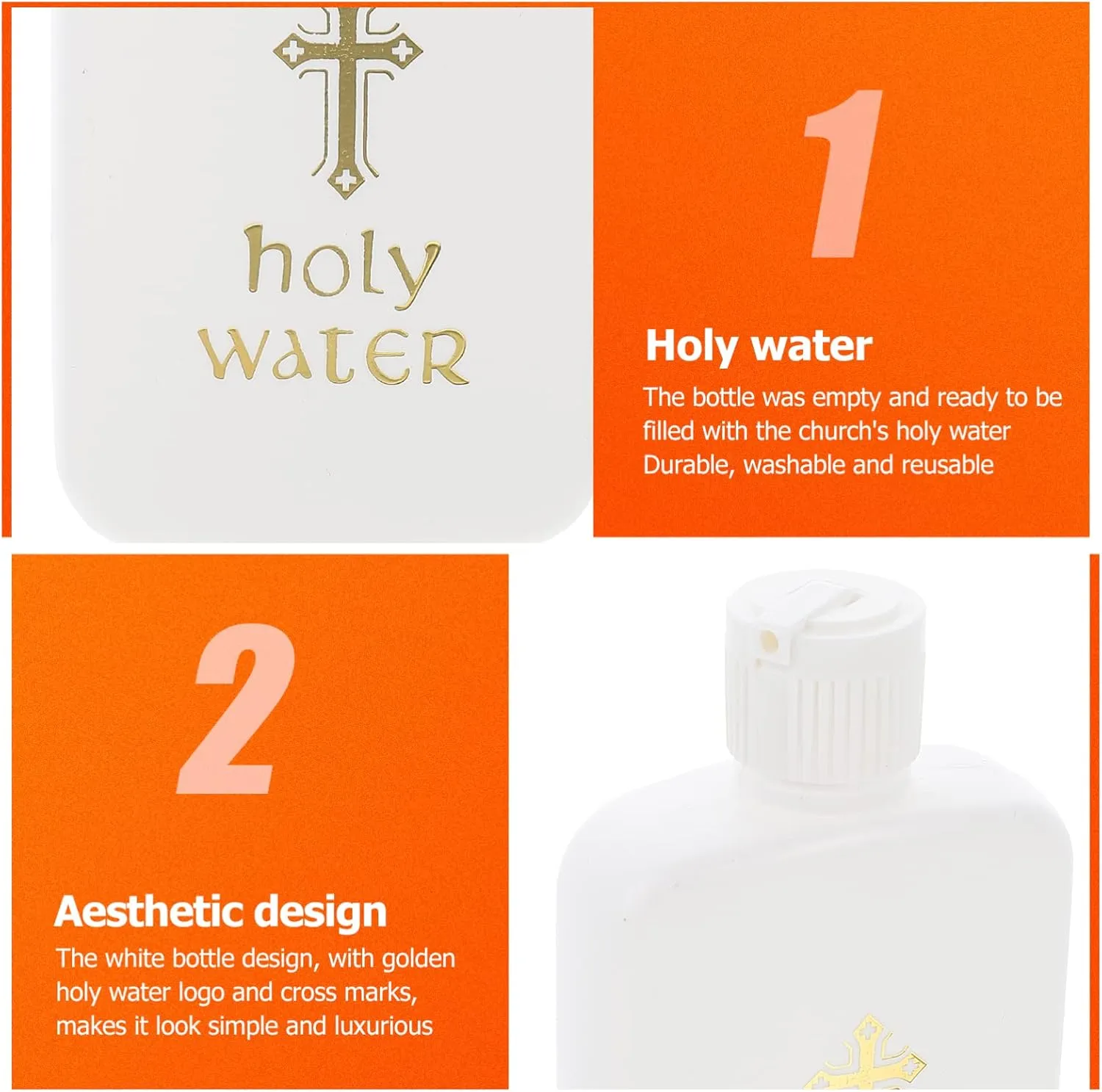 Ciieeo 6Pcs Holy Water Bottles Holy Water Container Plastic Holy Water Empty Containers with Gold Cross for Portable Catholic