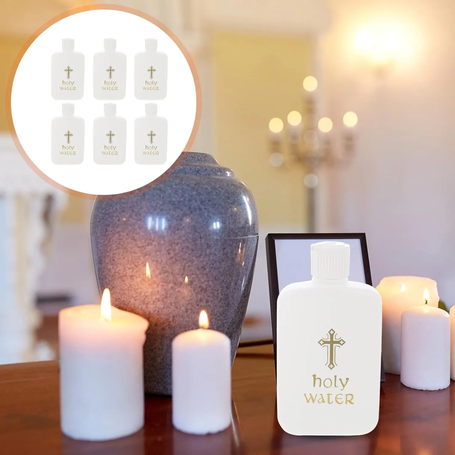 Ciieeo 6Pcs Holy Water Bottles Holy Water Container Plastic Holy Water Empty Containers with Gold Cross for Portable Catholic
