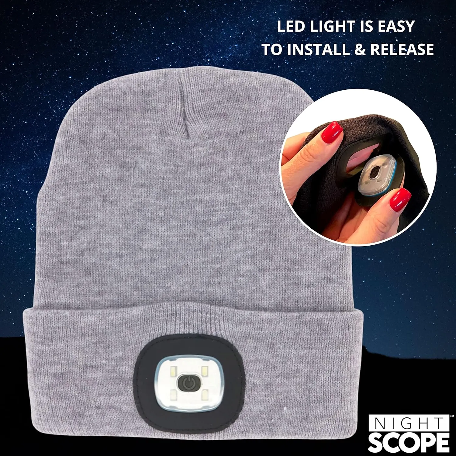 Classic Rechargeable LED Warm Knit Beanie Head Light Hat Headlamp for Outdoor Activities