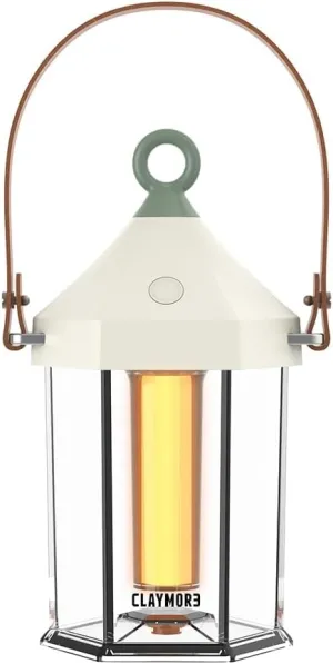 CLAYMORE Cabin Lamp (Ivory) - Aesthetic Portable Lantern for Outdoor Glamping, Camping, Events, Parties & Tents. USB-C Charging, Power Bank Function, Up to 55 Hours Battery Life, 3 Light Modes.