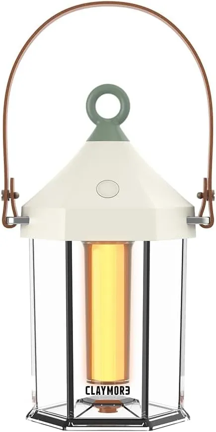 CLAYMORE Cabin Lamp (Ivory) - Aesthetic Portable Lantern for Outdoor Glamping, Camping, Events, Parties & Tents. USB-C Charging, Power Bank Function, Up to 55 Hours Battery Life, 3 Light Modes.