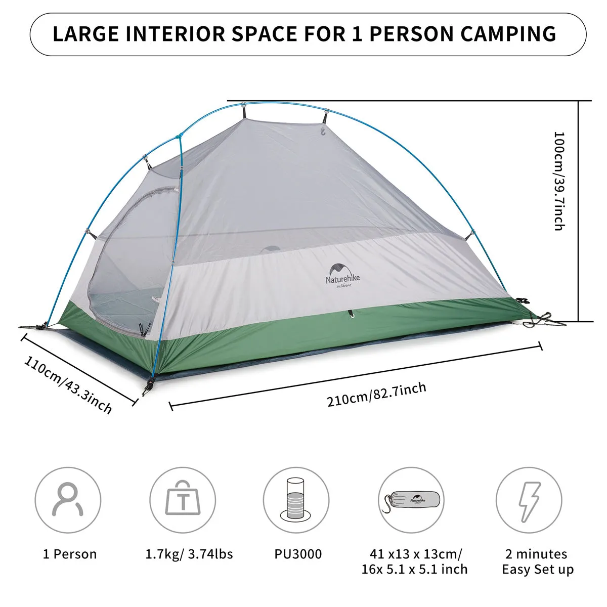 Cloud Up 1 Person 3-season Camping Tent Ultralight 20D